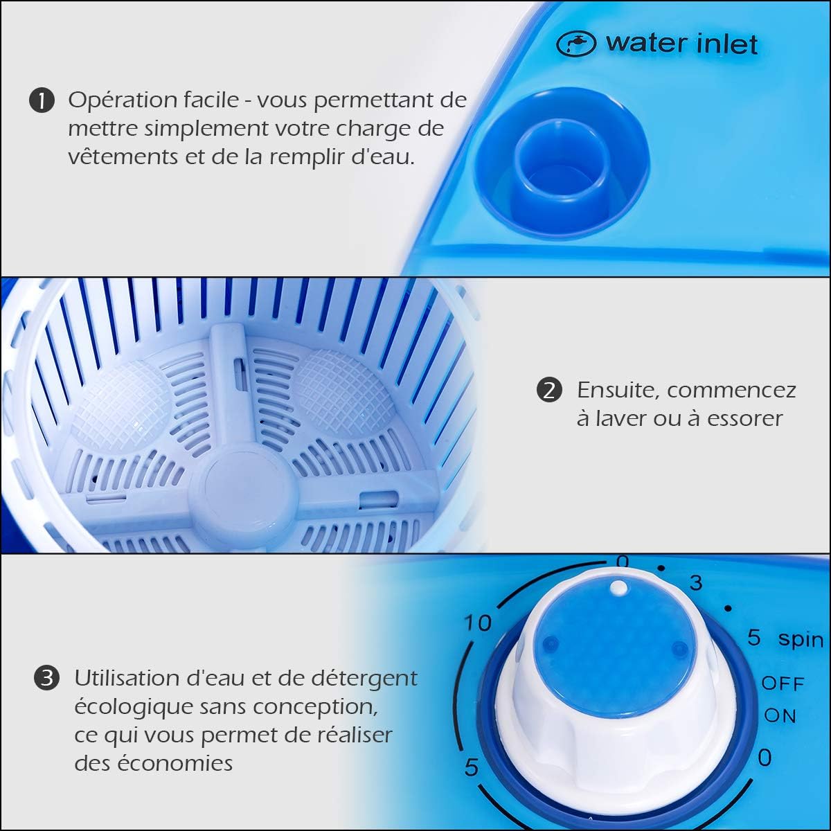 Essore MACHINE À LAVER PORTABLE – LAVE & ESSORE EN QUELQUES MINUTES – JUSTPOURVOUS