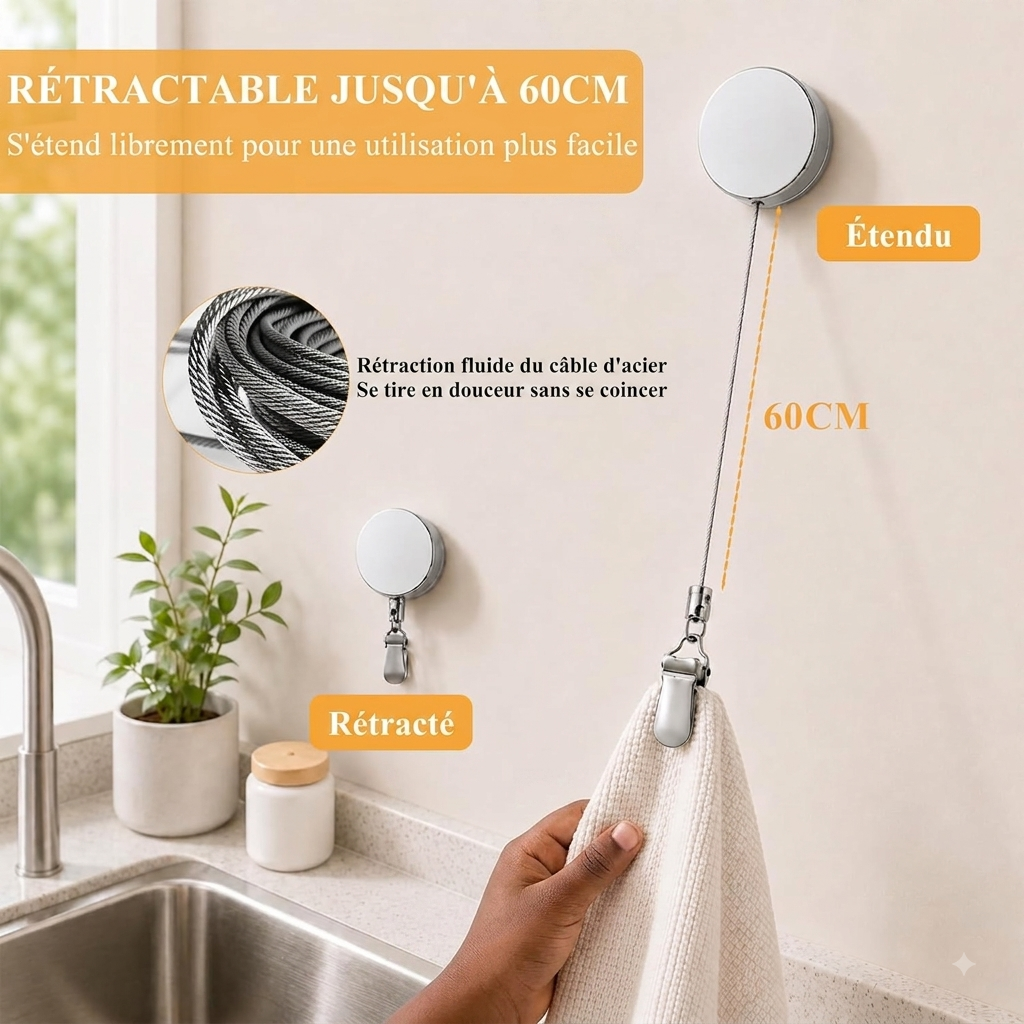 Porte-Serviette Rétractable – Gagnez de la Place dans Votre Cuisine & Salle de Bain - Ma boutique