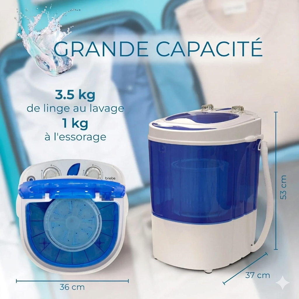 MACHINE À LAVER PORTABLE – LAVE & ESSORE EN QUELQUES MINUTES - Ma boutique